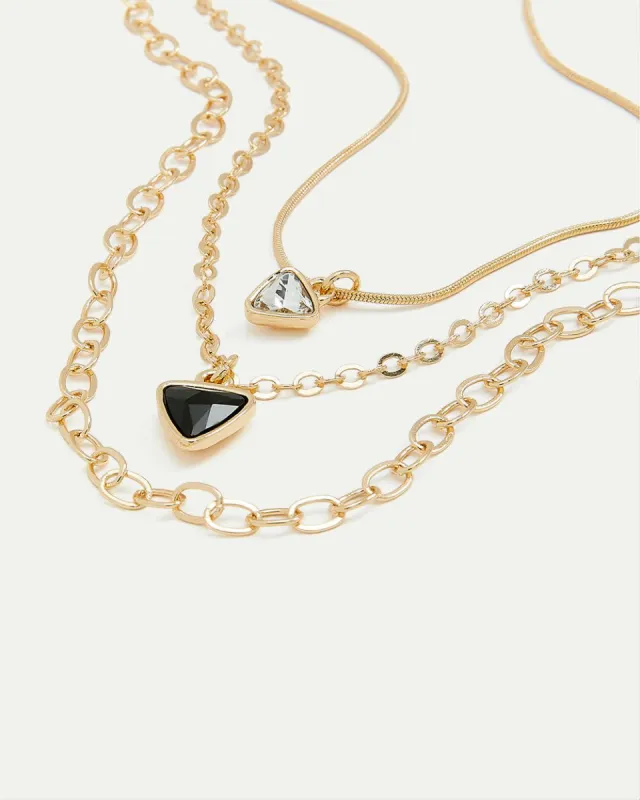 Triple-Layer Short Necklace with Stone Pendant sold by Reitmans