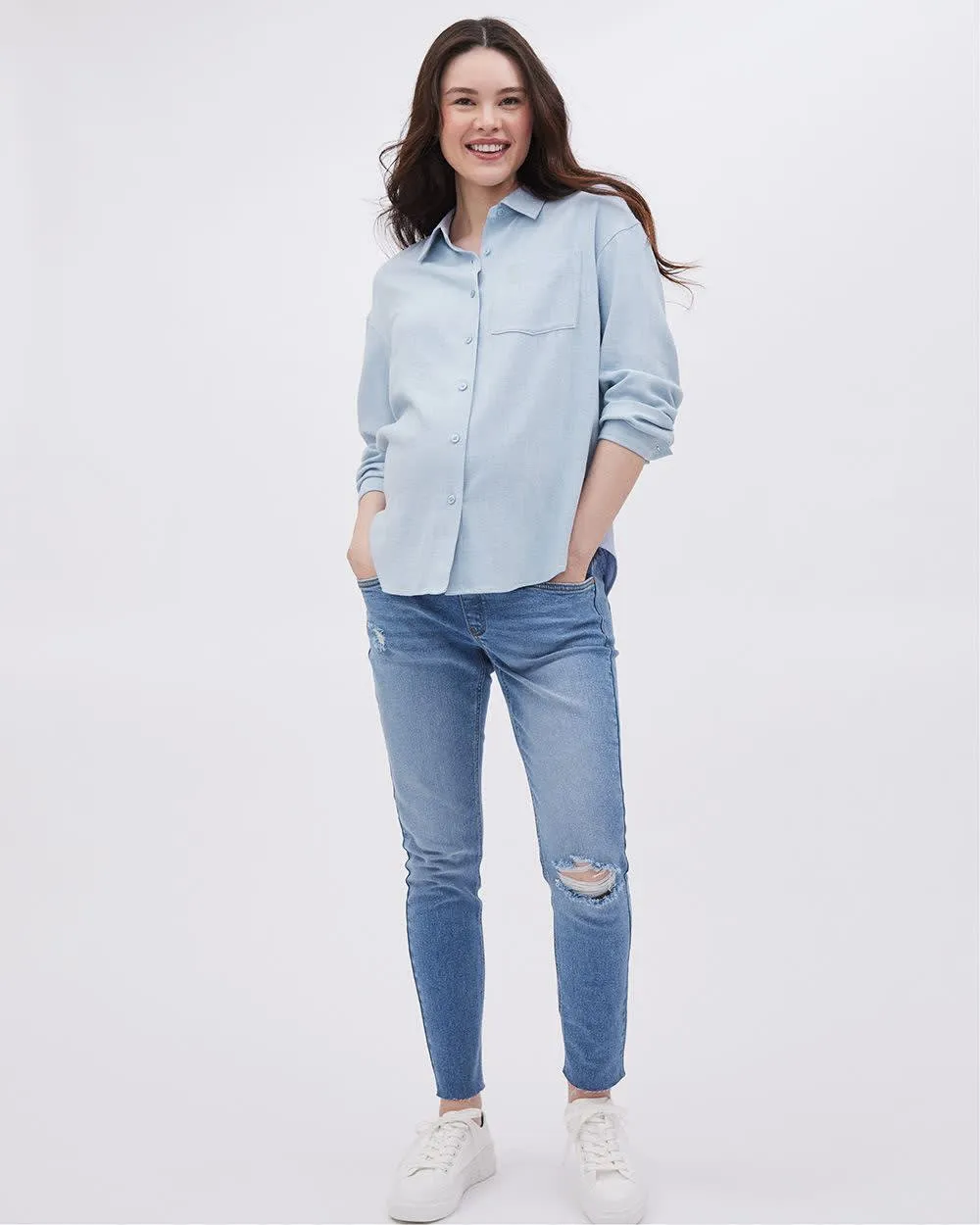 Long-Sleeve Buttoned-Down Shirt - Thyme Maternity sold by Reitmans product image thumbnail 2