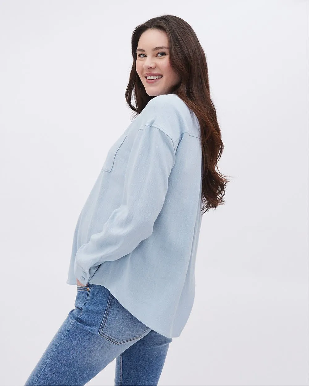 Long-Sleeve Buttoned-Down Shirt - Thyme Maternity sold by Reitmans product image thumbnail 3
