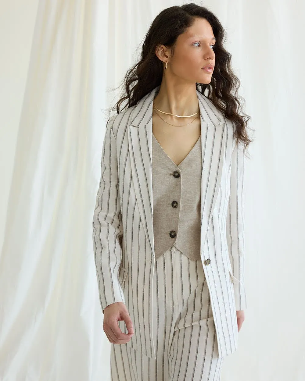 One-Button Linen Blazer sold by Reitmans