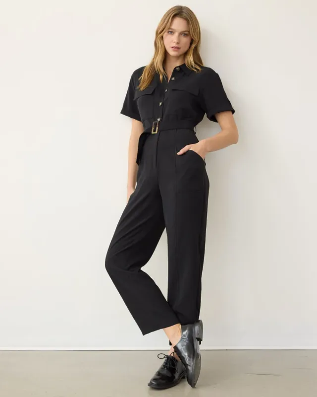 Straight-Leg Short-Sleeve Jumpsuit with Shirt Collar made by Reitmans