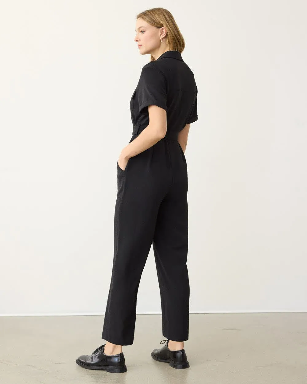 Straight-Leg Short-Sleeve Jumpsuit with Shirt Collar sold by Reitmans product image thumbnail 2
