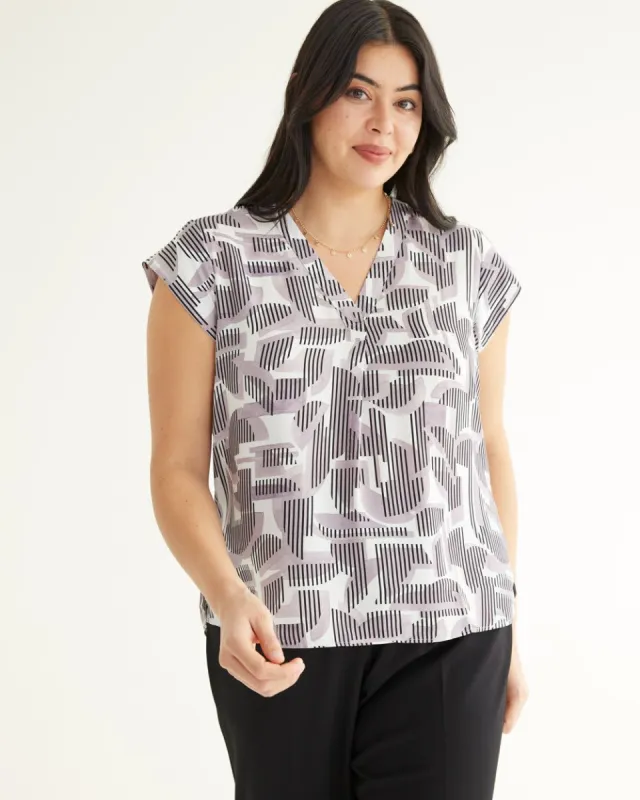 Cap-Sleeve Blouse with V Neckline - R Essentials sold by Reitmans