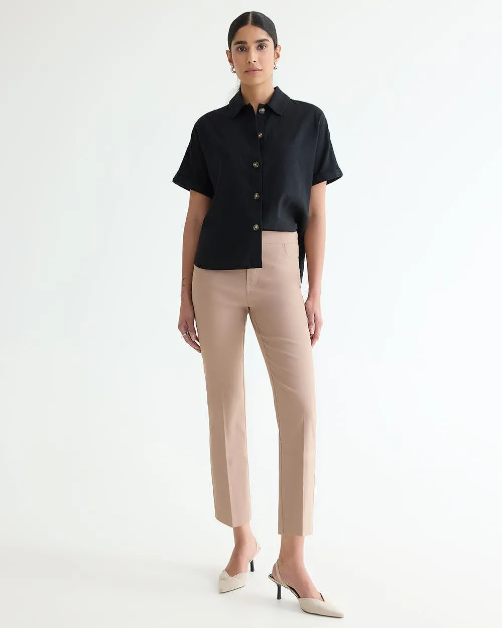 Cropped Straight-Leg High-Rise Pants - The Iconic - Petite sold by Reitmans product image thumbnail 3