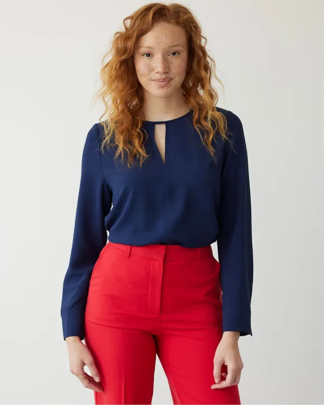 Long-Sleeve Crew-Neck Satin Blouse sold by Reitmans