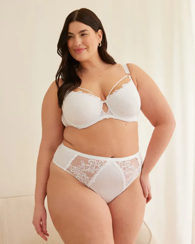 Underwire Padded Sexy Balconette Bra with Lace and Mesh - Déesse Collection sold by Reitmans