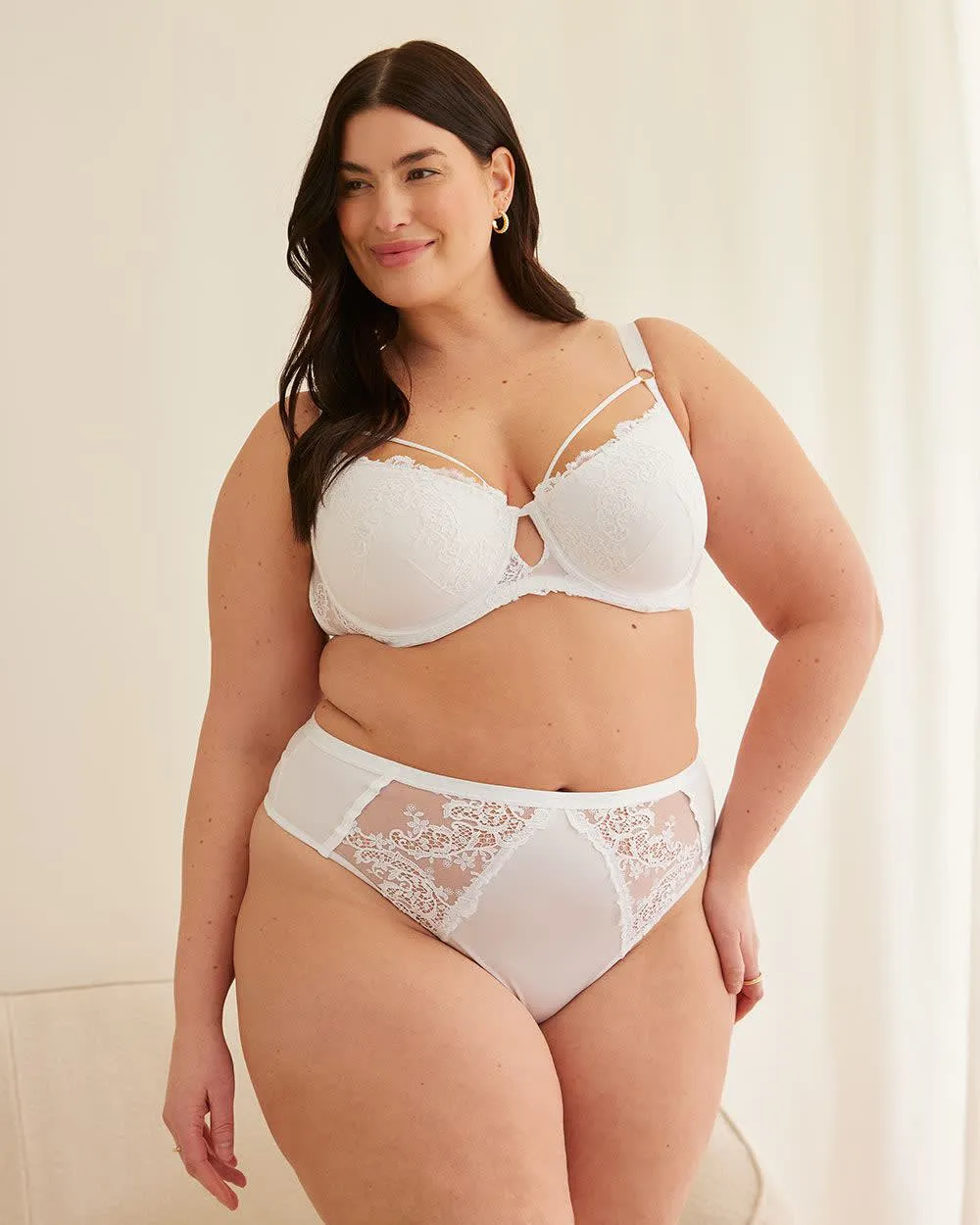 Underwire Padded Sexy Balconette Bra with Lace and Mesh - Déesse Collection sold by Reitmans