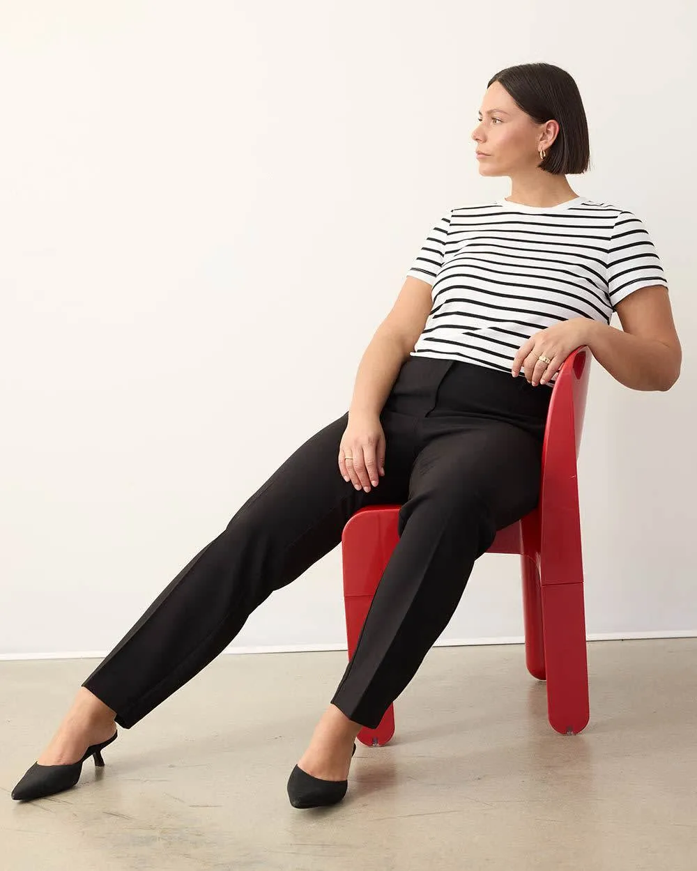 Slim-Leg High-Rise Twill Pant sold by Reitmans