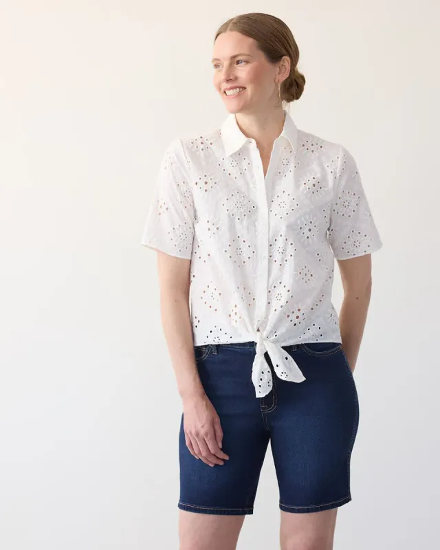 High-Rise Denim Bermuda - Curvy Fit sold by Reitmans