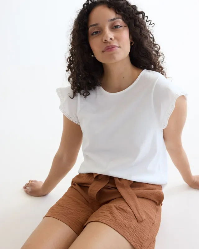 Crew-Neck Tencel Tee with Short Flutter Sleeves sold by Reitmans