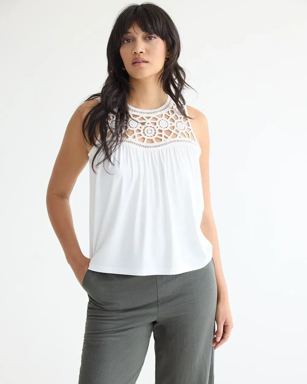 Crew-Neck Crochet Tank sold by Reitmans product image thumbnail 5