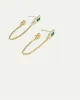 Stud Earrings with Green Stones and Chains sold by Reitmans