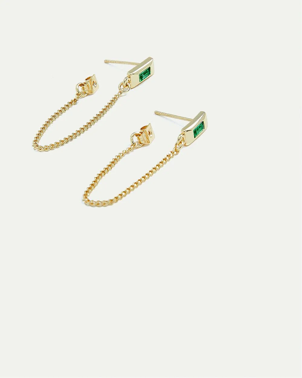 Stud Earrings with Green Stones and Chains sold by Reitmans