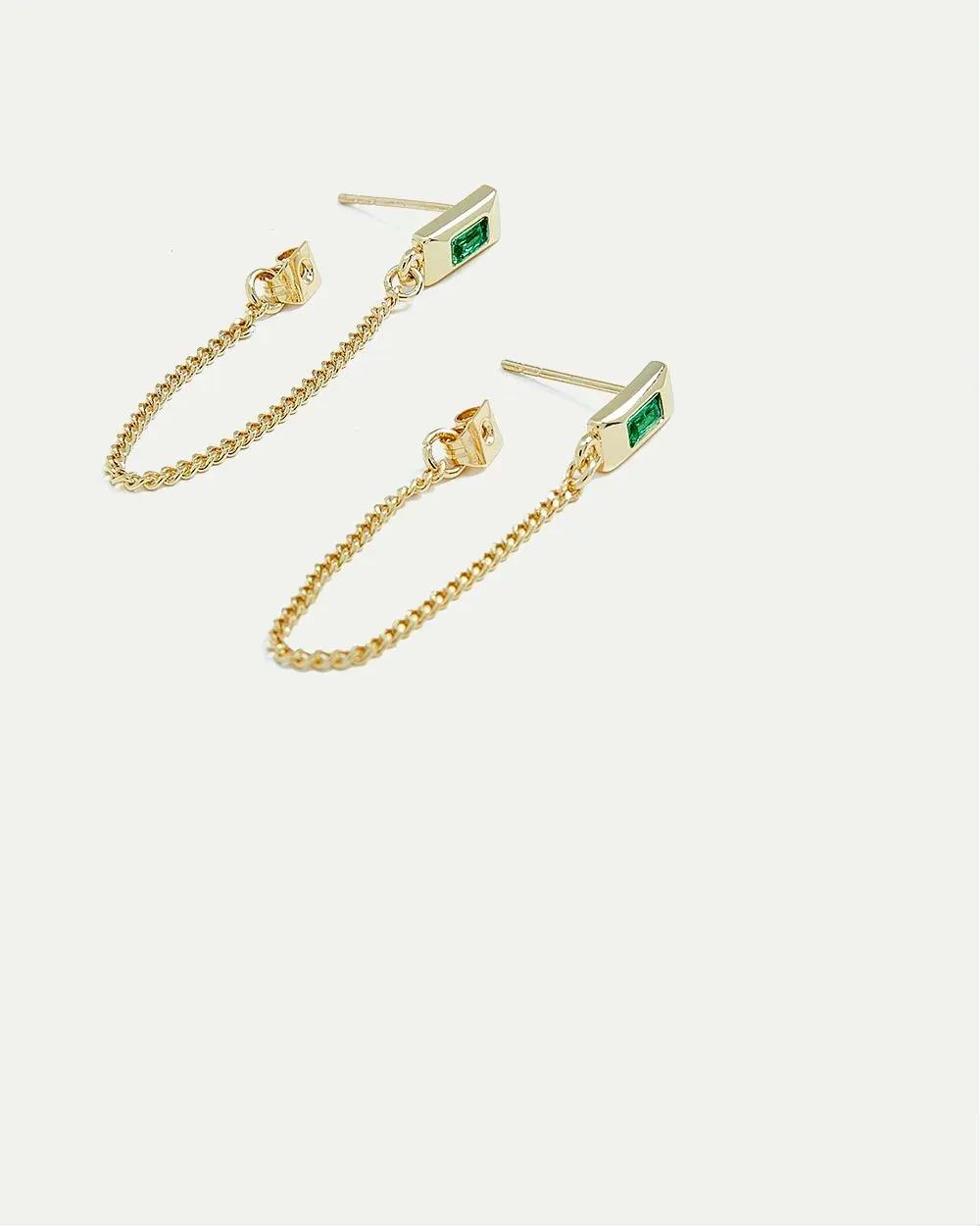 Stud Earrings with Green Stones and Chains sold by Reitmans product image thumbnail 3