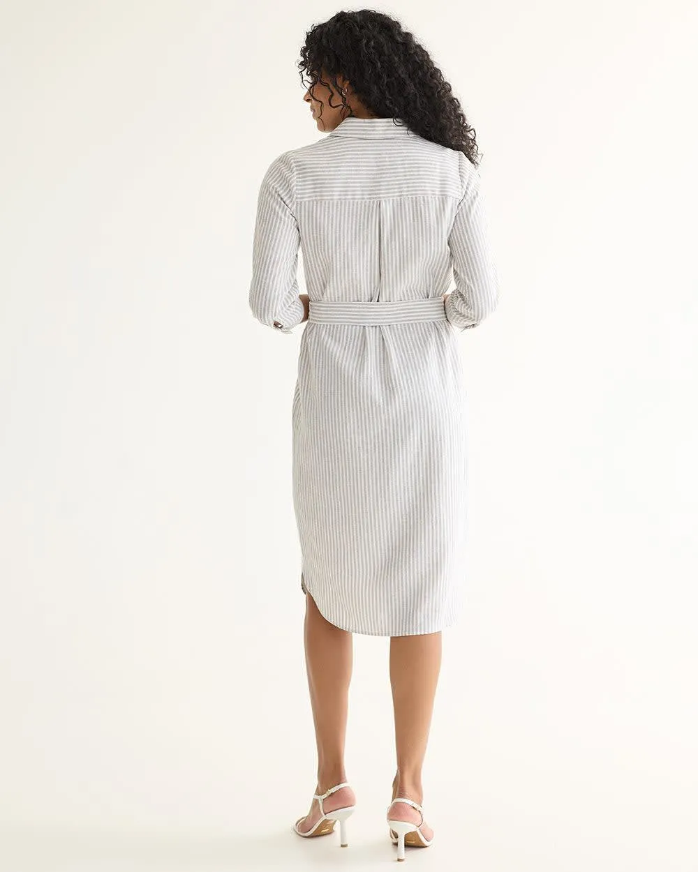 Long-Sleeve Buttoned-Down Midi Dress with Shirt Collar sold by Reitmans product image thumbnail 2