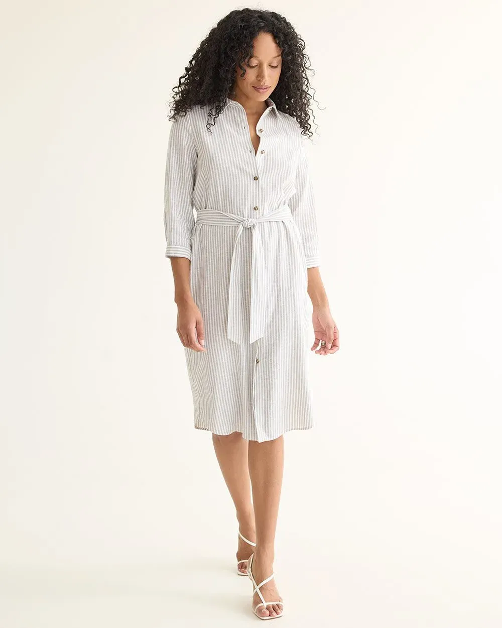 Long-Sleeve Buttoned-Down Midi Dress with Shirt Collar sold by Reitmans product image thumbnail 5
