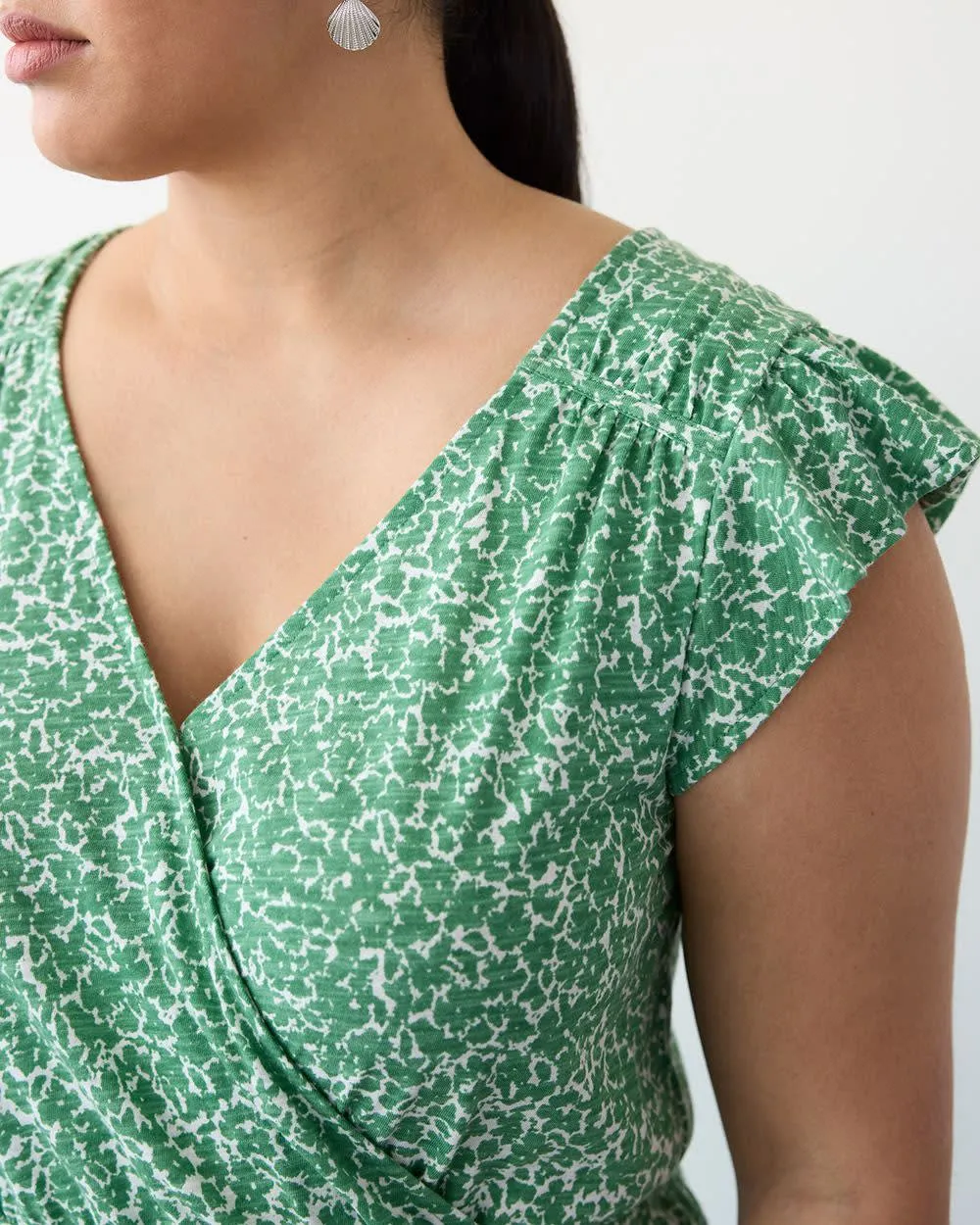 Short-Sleeve Tiered Midi Dress with Wrap Neckline sold by Reitmans product image thumbnail 4