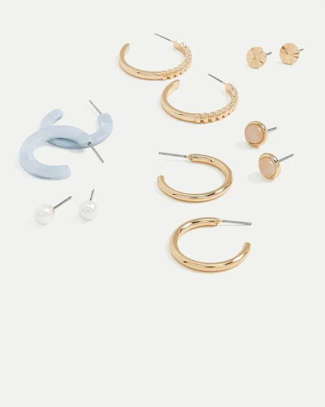 Enamel Hoops and Stud Earrings - 6 Pairs sold by Reitmans