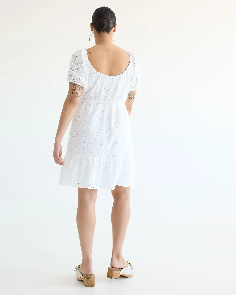 Short-Puffy-Sleeve Eyelet Dress with Scoop Neckline sold by Reitmans product image thumbnail 2