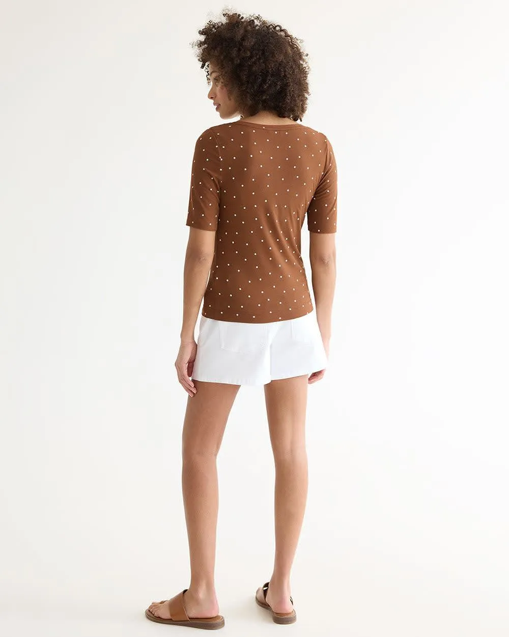 Elbow-Sleeve Scoop-Neck Ribbed Tee sold by Reitmans product image thumbnail 2