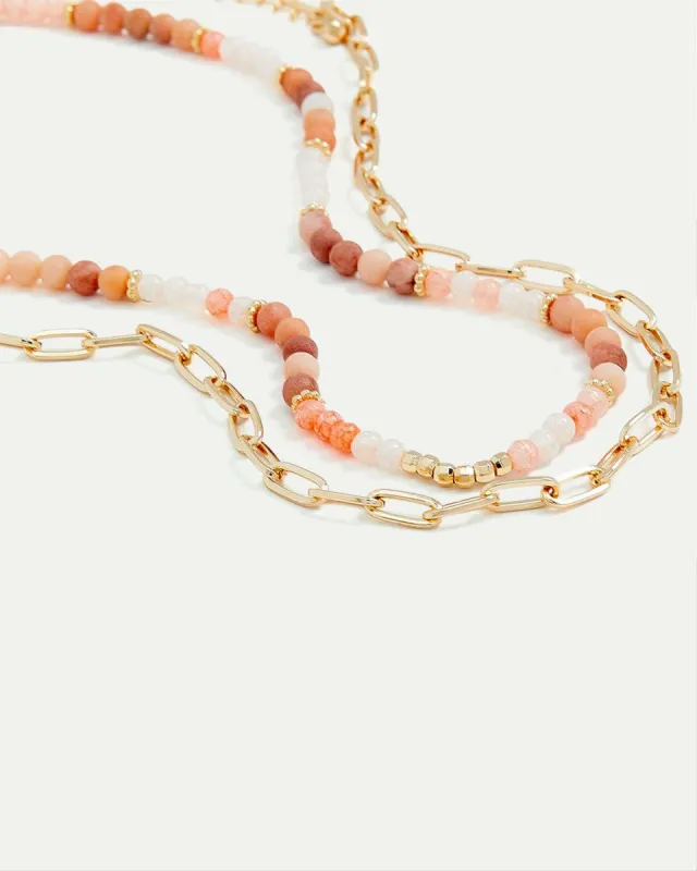 Double-Chain Short Necklace with Colourful Beads sold by Reitmans