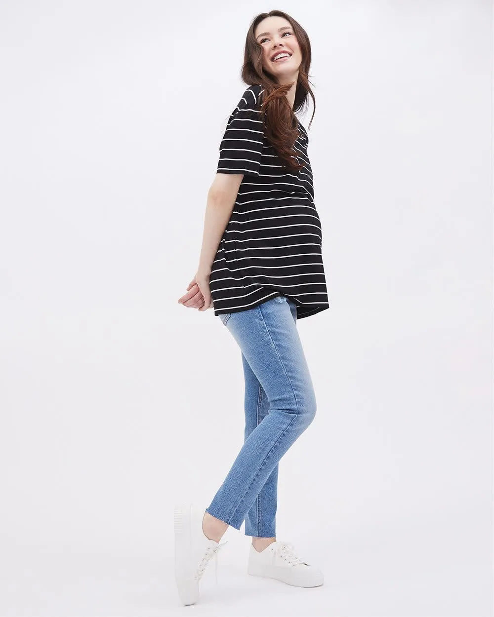 Striped Relaxed-Fit Short-Sleeve Tee - Thyme Maternity sold by Reitmans product image thumbnail 2