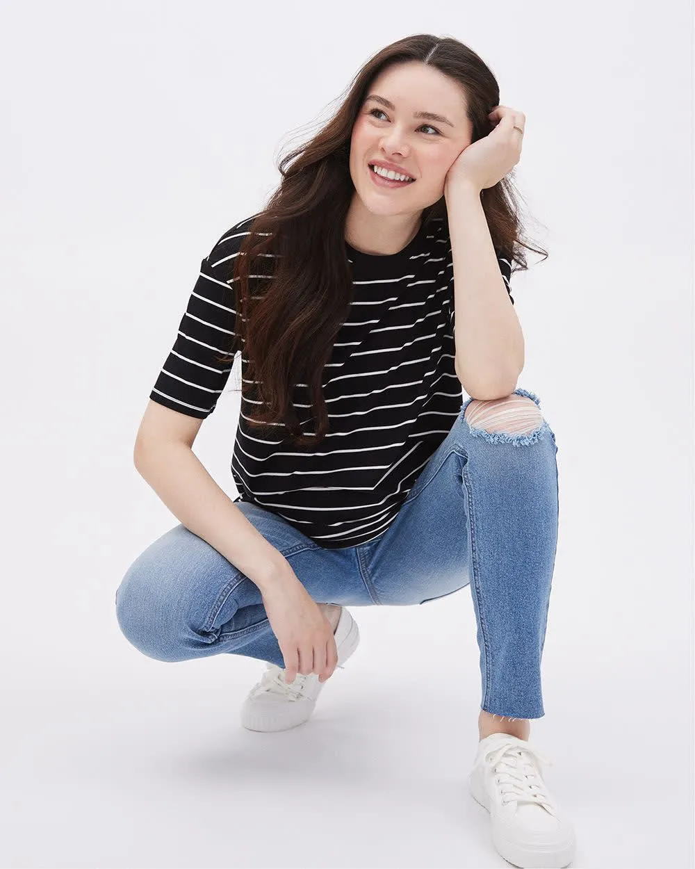Striped Relaxed-Fit Short-Sleeve Tee - Thyme Maternity sold by Reitmans product image thumbnail 4