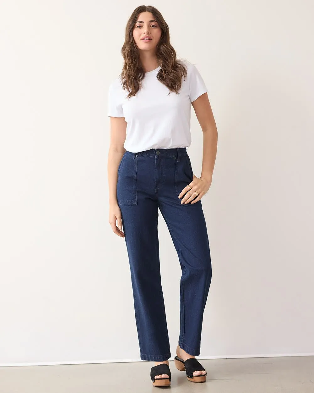 Straight-Leg Mid-Rise Utility Jean - Curvy Fit sold by Reitmans product image thumbnail 3