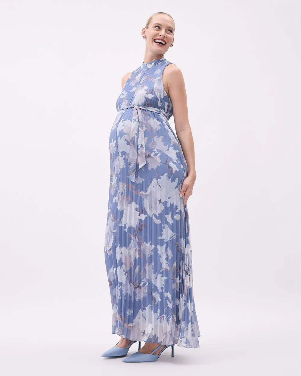 Sleeveless Maxi Cocktail Dress with Floral Print - Thyme Maternity sold by Reitmans product image thumbnail 2