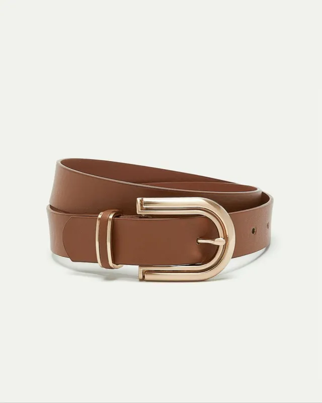 Faux Leather Belt with Brushed Metal Buckle sold by Reitmans