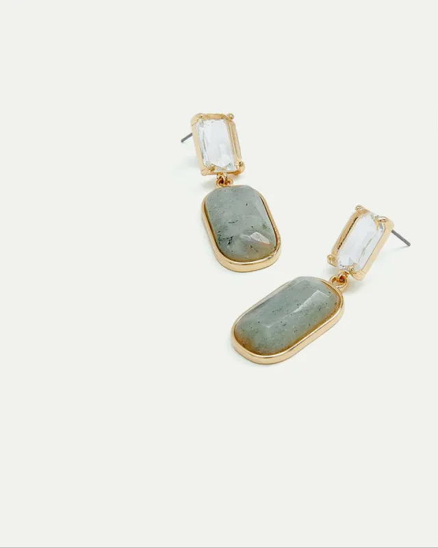 Stud Earrings with Grey Stone Pendant sold by Reitmans