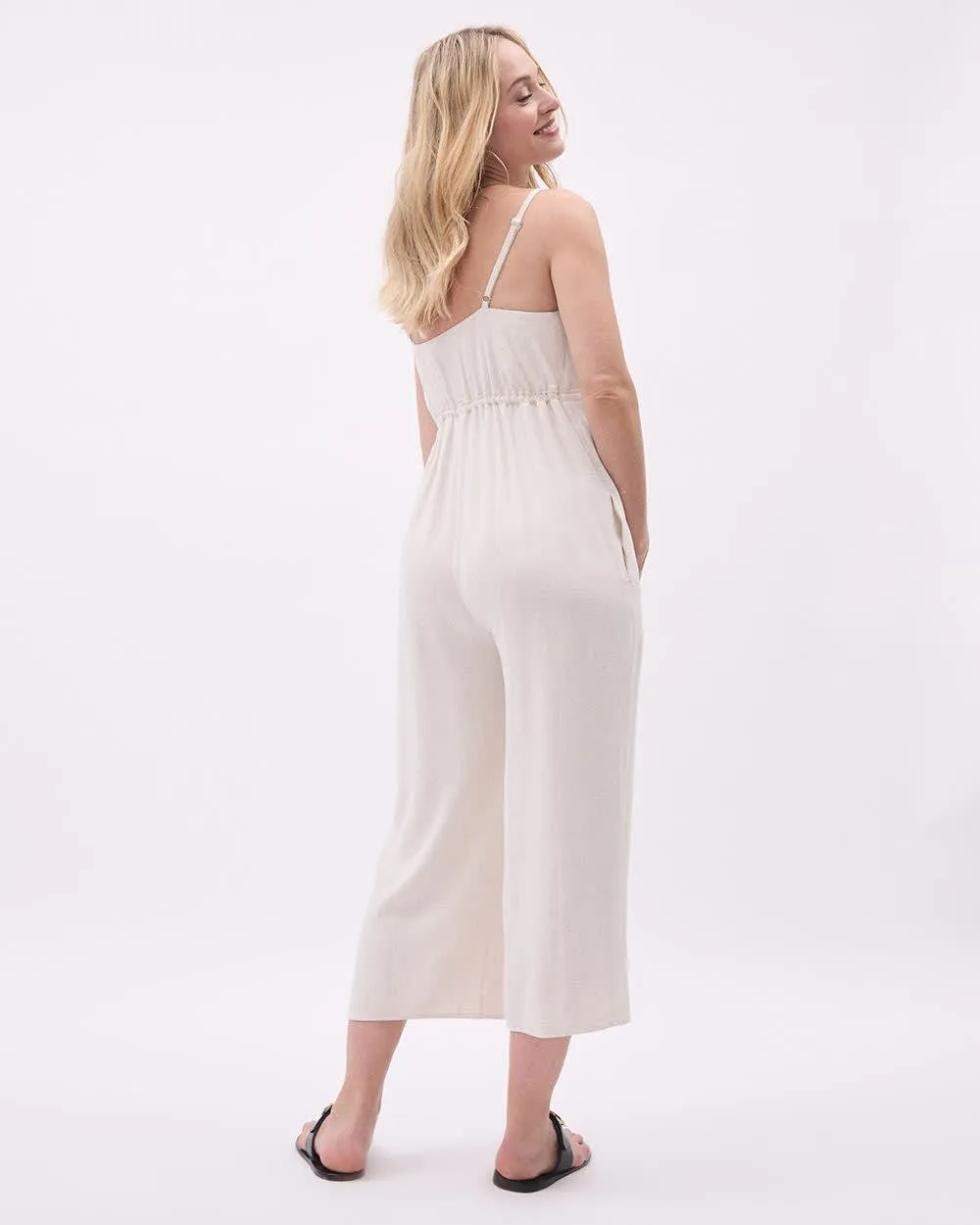 Linen-Blend Wide-Leg Jumpsuit - Thyme Maternity sold by Reitmans product image thumbnail 3