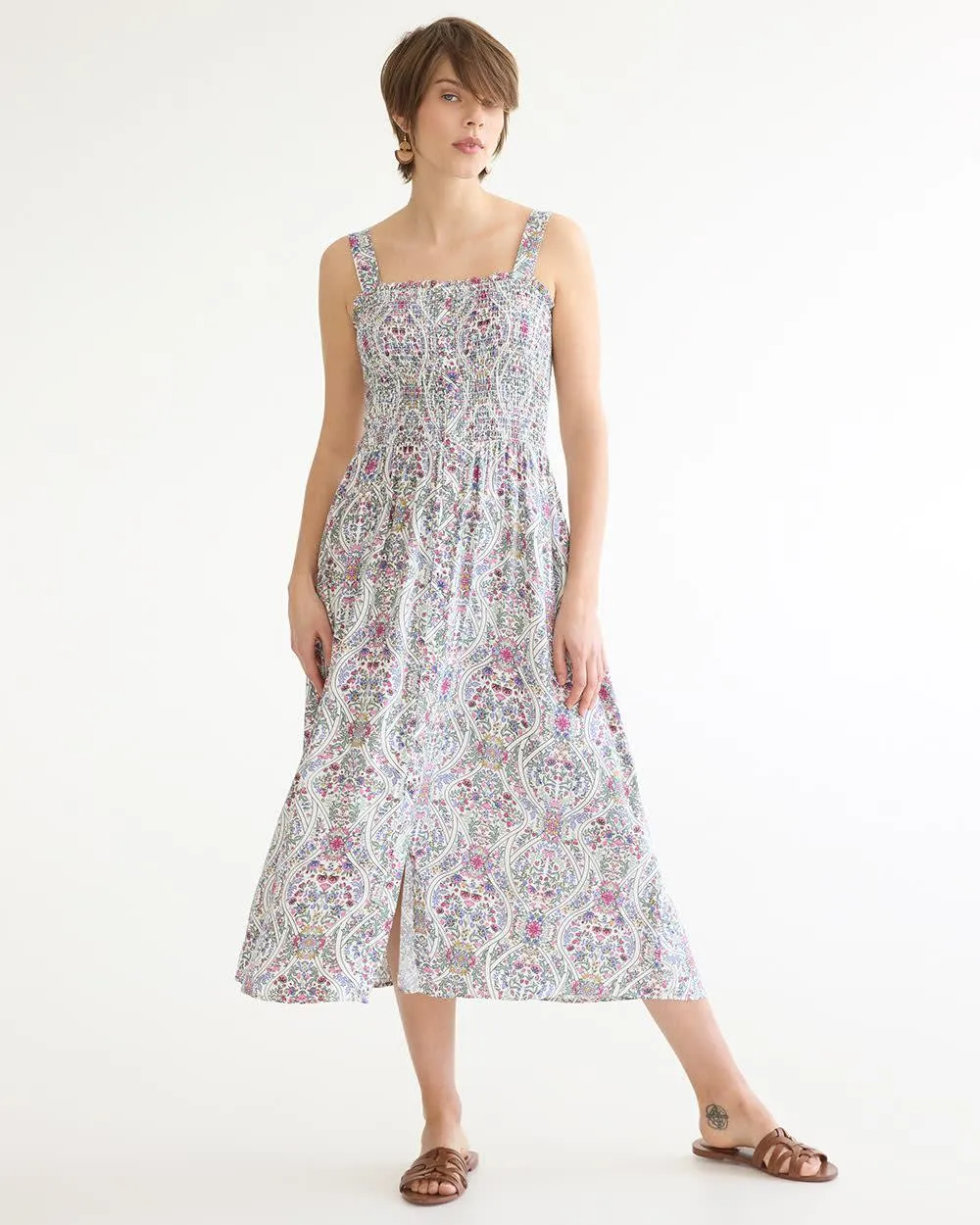 Sleeveless Midi Dress with Smocked Top sold by Reitmans product image thumbnail 3