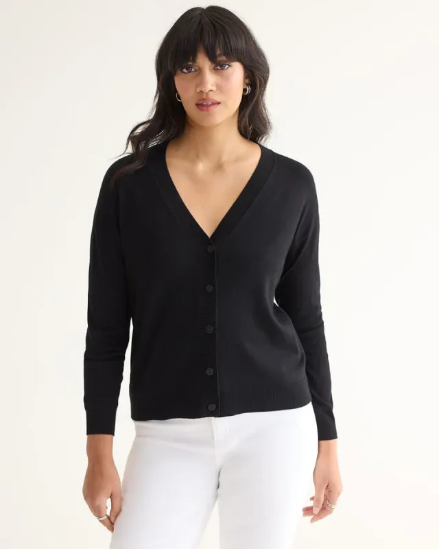Long-Sleeve V-Neck Cardigan - R Essentials sold by Reitmans