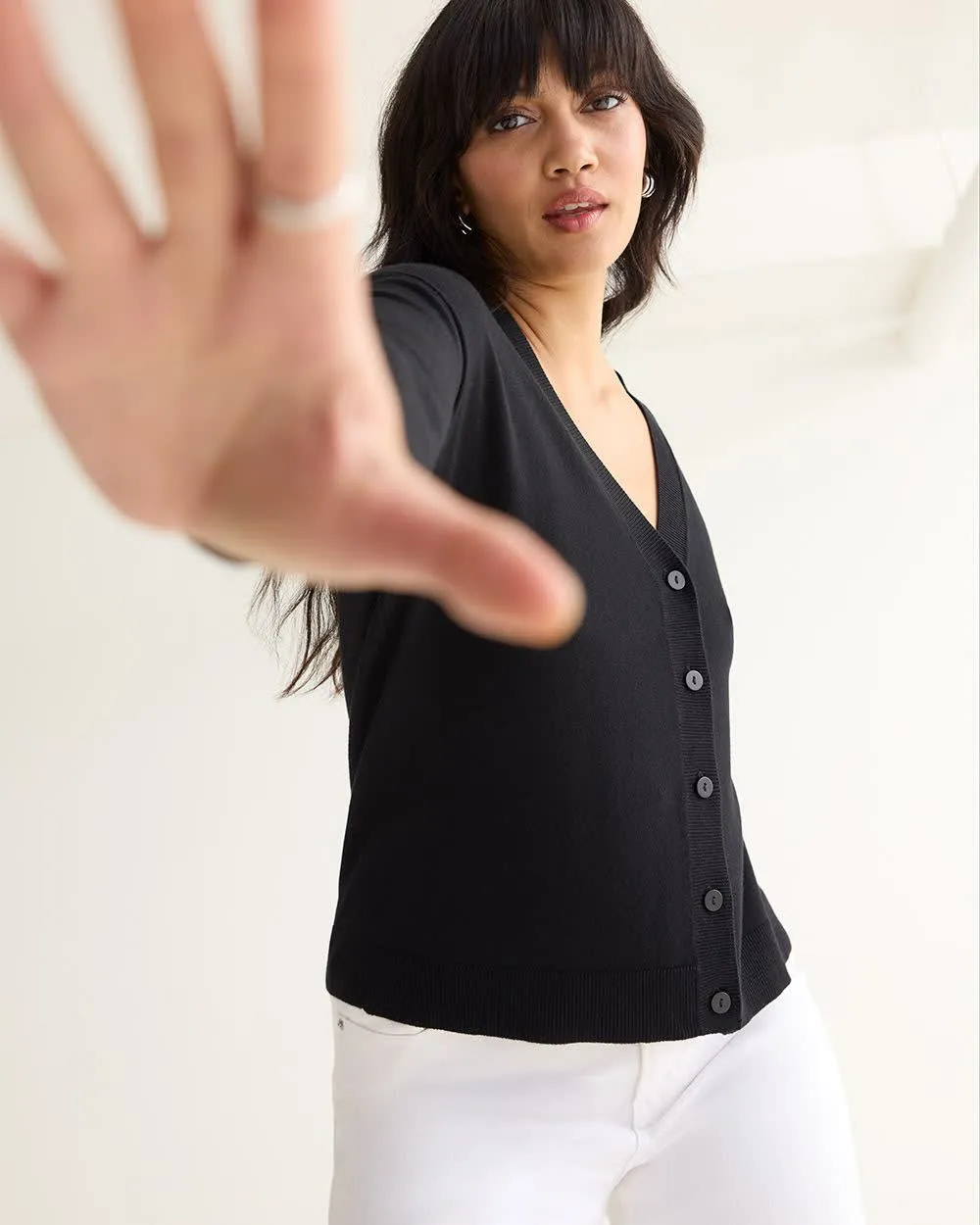 Long-Sleeve V-Neck Cardigan - R Essentials sold by Reitmans product image thumbnail 3