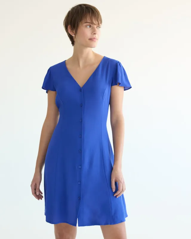 Buttoned-Down Dress with Short Flutter Sleeves sold by Reitmans