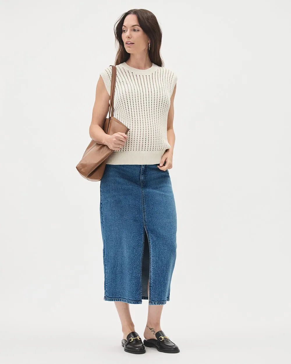Medium-Wash Midi Denim Skirt - Thyme Maternity sold by Reitmans product image thumbnail 2