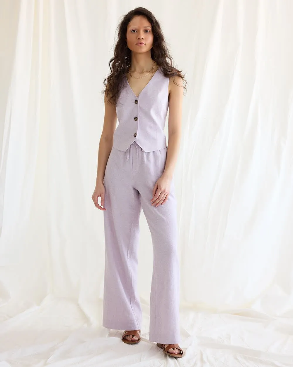 Wide-Leg High-Rise Linen Pant sold by Reitmans