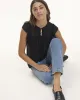 Short-Flutter-Sleeve Split-Neck Crochet Top sold by Reitmans