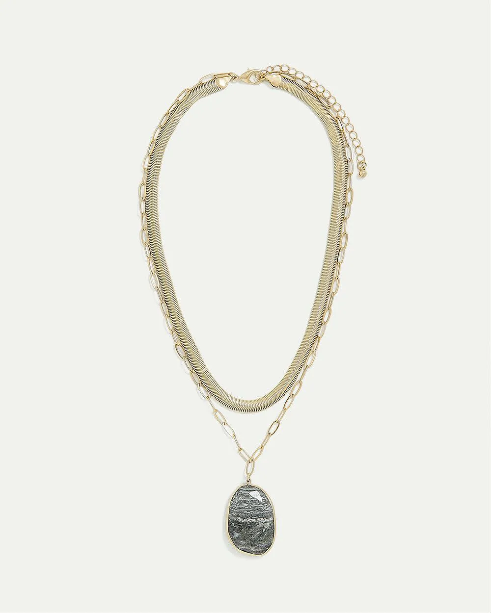 Double-Chain Necklace with Stone Pendant sold by Reitmans product image thumbnail 3