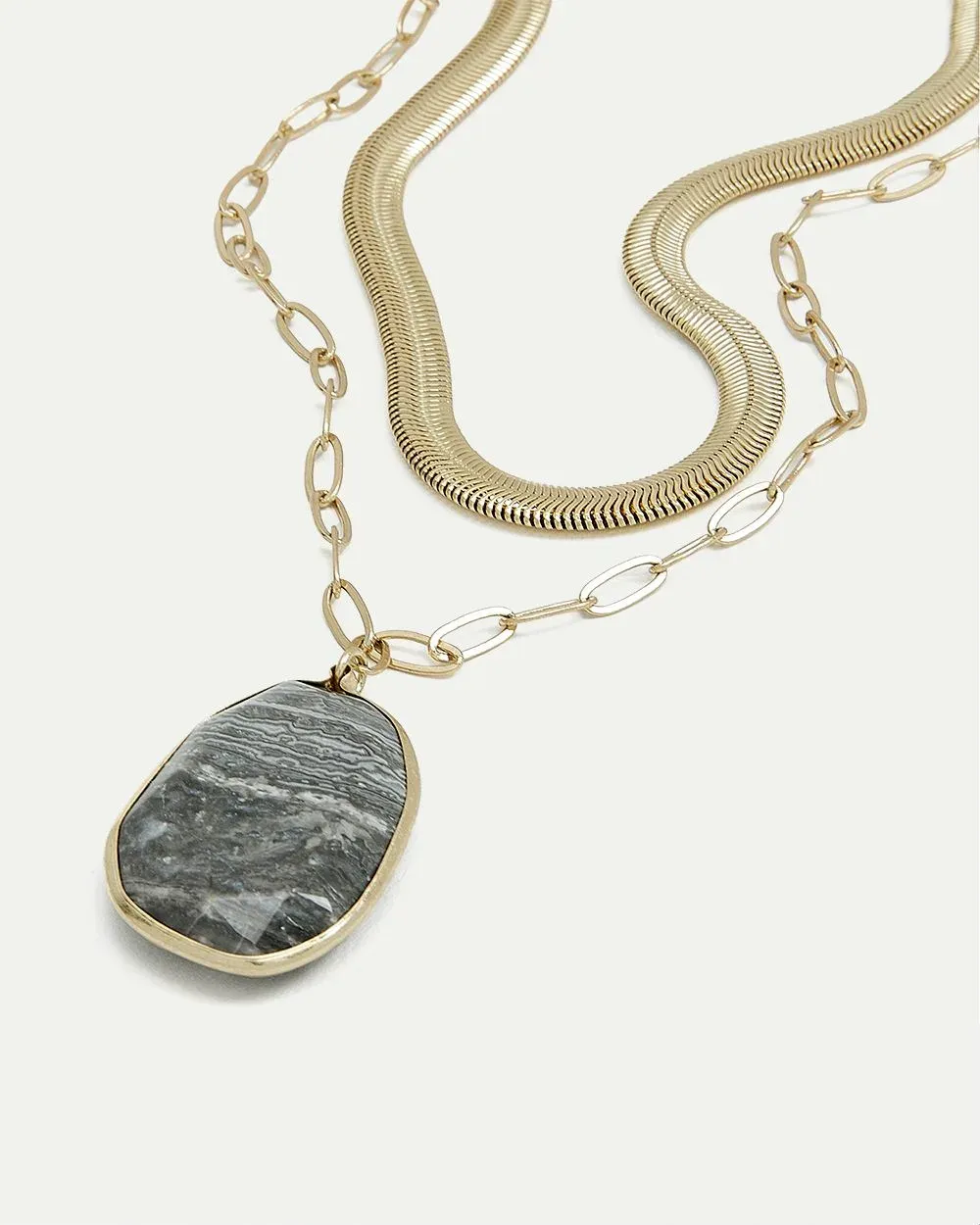 Double-Chain Necklace with Stone Pendant sold by Reitmans product image thumbnail 5