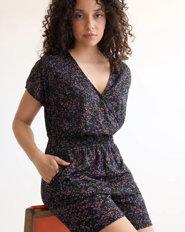 Short-Sleeve Romper with Wrap V Neckline made by Reitmans