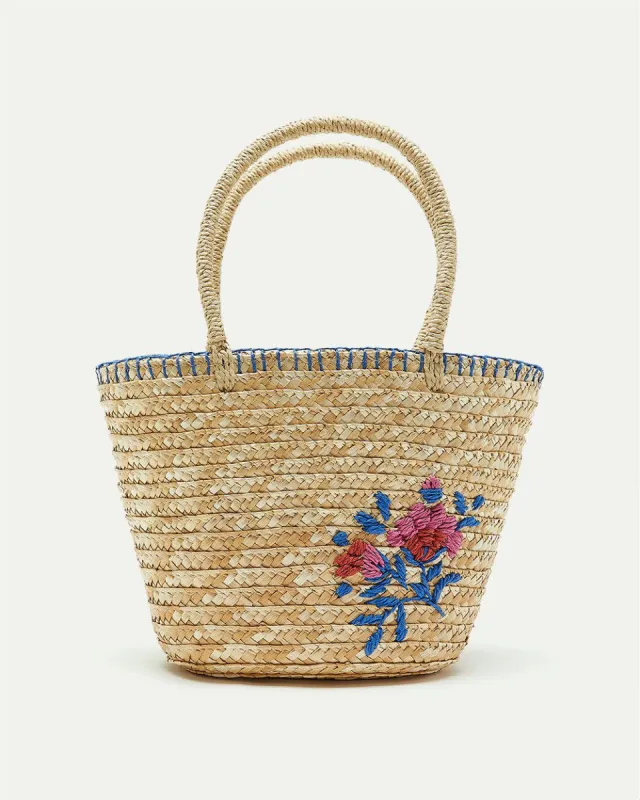 Embroidered Straw Basket Bag sold by Reitmans