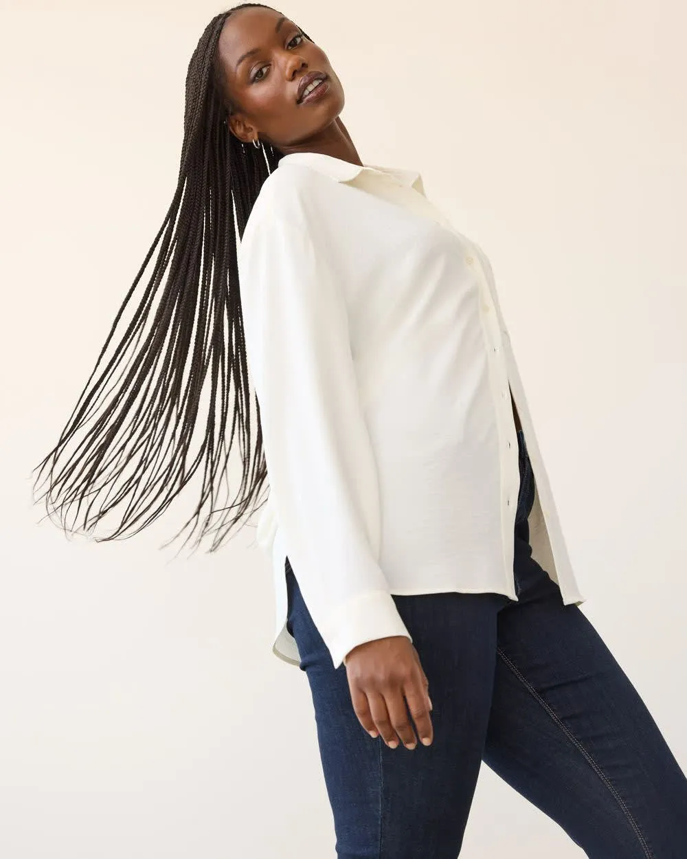 Long-Sleeve Blouse with Shirt Collar sold by Reitmans product image thumbnail 3