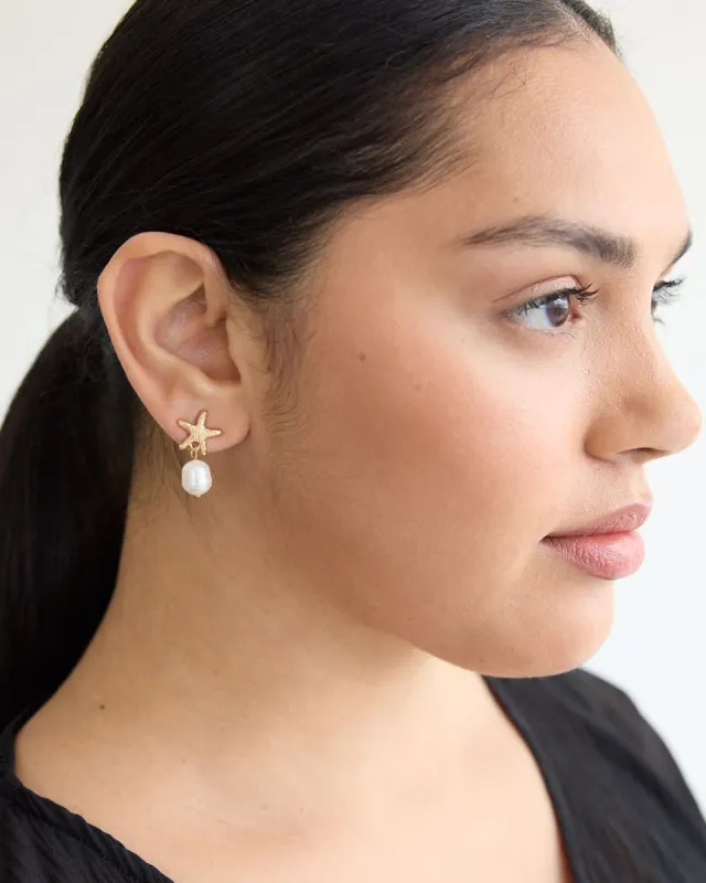 Starfish Earrings with Pearl Pendants sold by Reitmans