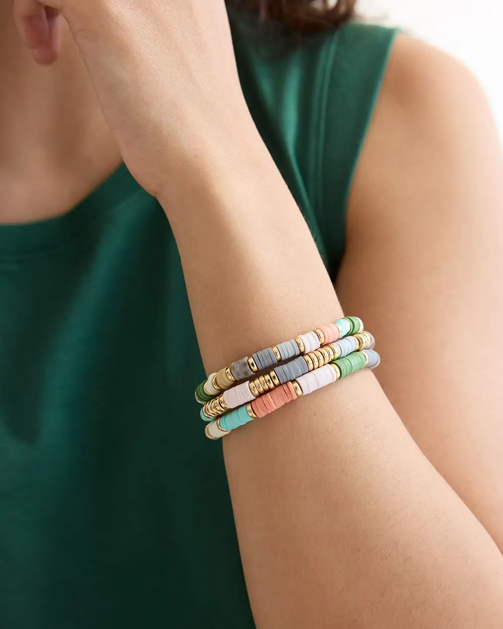 Elastic Bracelets with Rubber Chips - Set of 3 sold by Reitmans