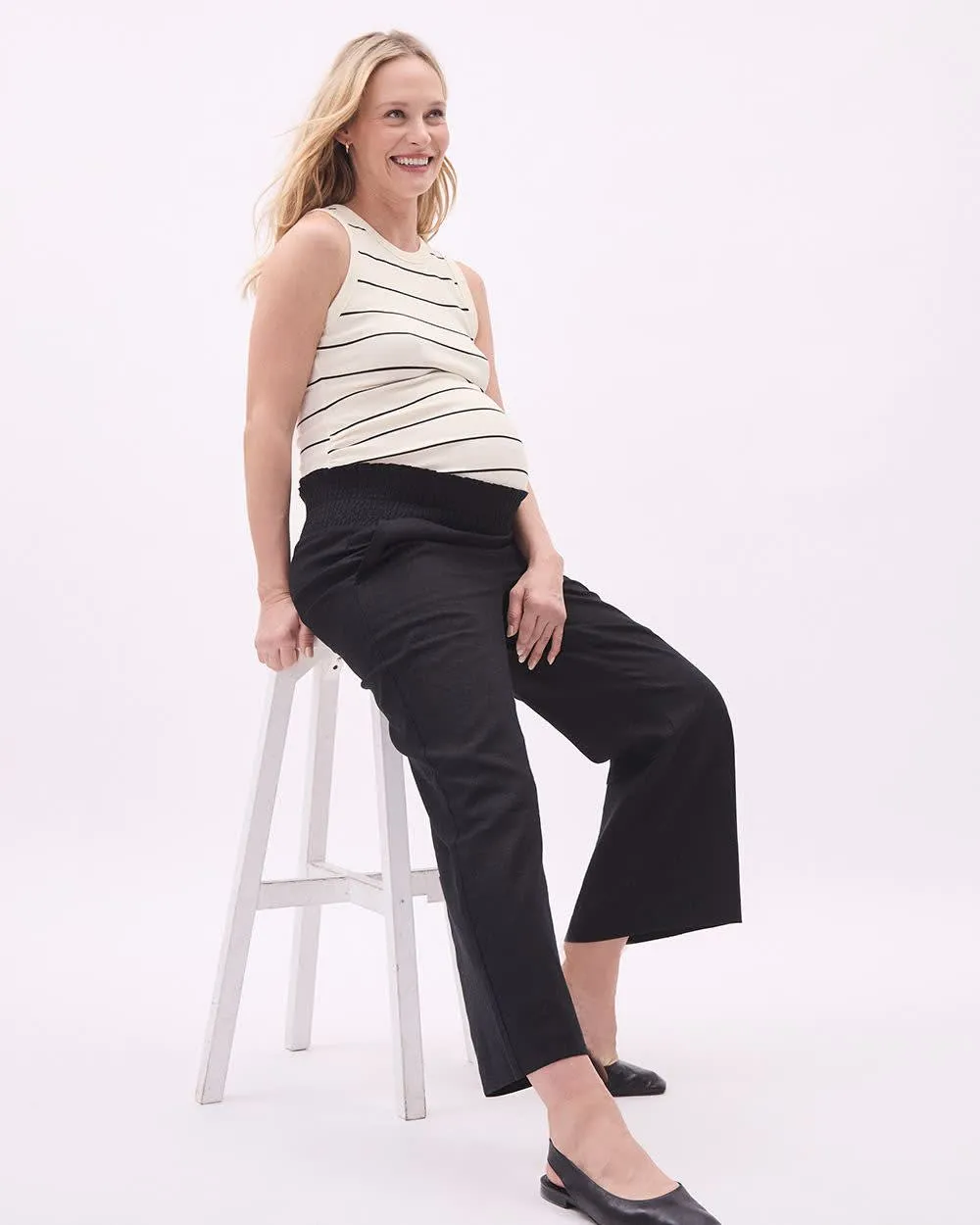 Striped Ribbed Tank Top with Side Shirrings - Thyme Maternity sold by Reitmans product image thumbnail 2