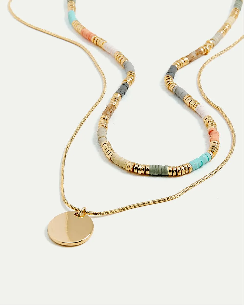 Double-Layer Necklace with Rubber Chips and Pendant sold by Reitmans product image thumbnail 2