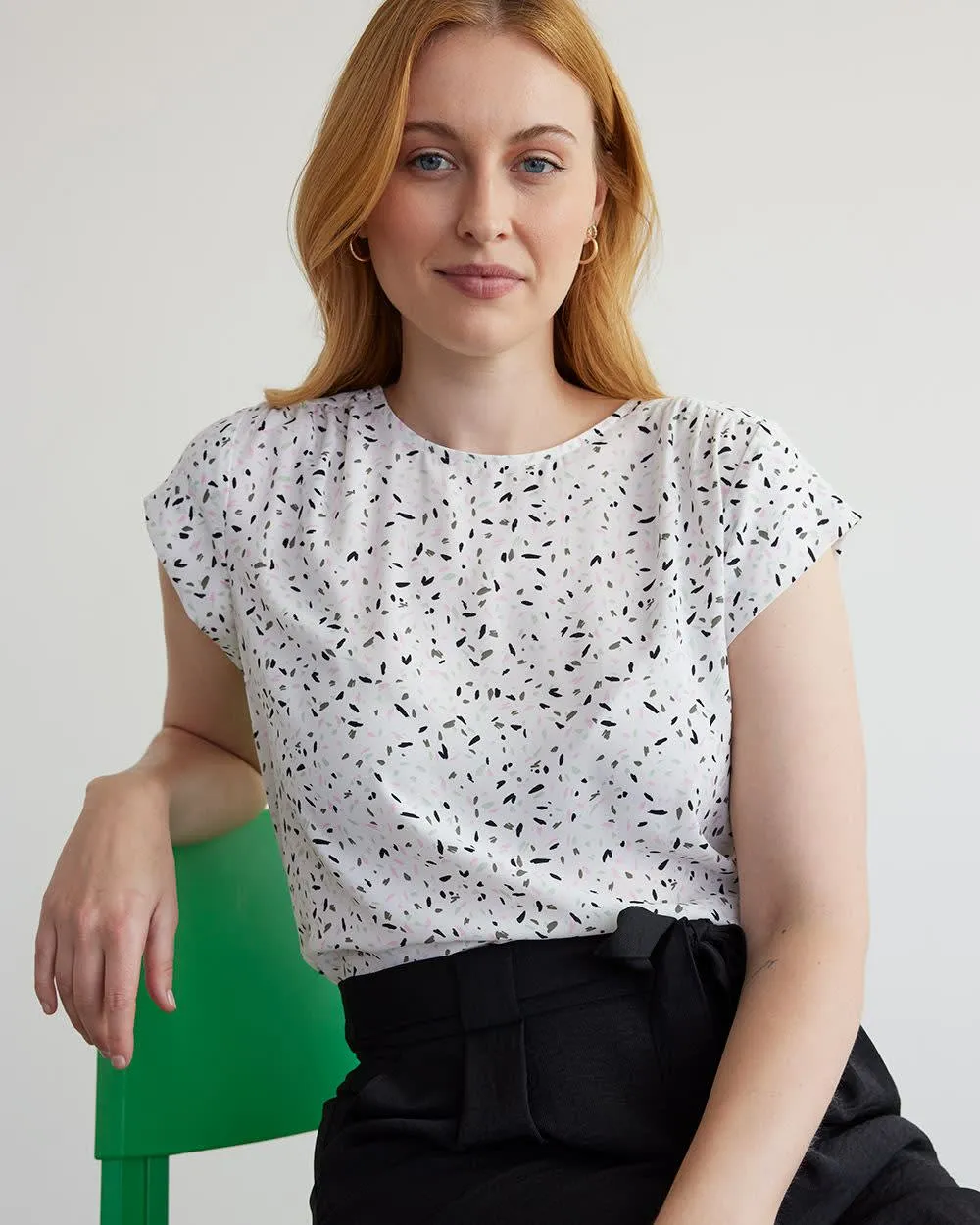 Cap-Sleeve Blouse with Crew Neckline, R Essentials sold by Reitmans product image thumbnail 3