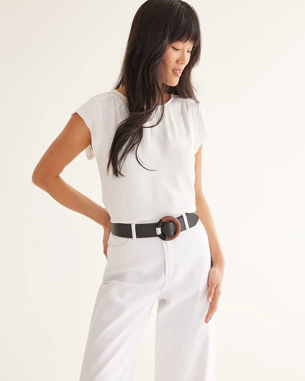Cap-Sleeve Blouse with Crew Neckline, R Essentials sold by Reitmans product image thumbnail 4